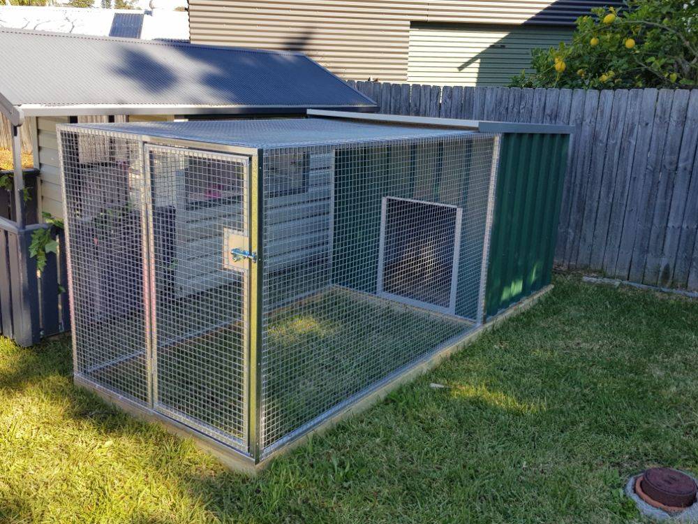 Animal Enclosures built by New Look Shed City Newcastle. 1.2m x 1.2m kennel with 2m run